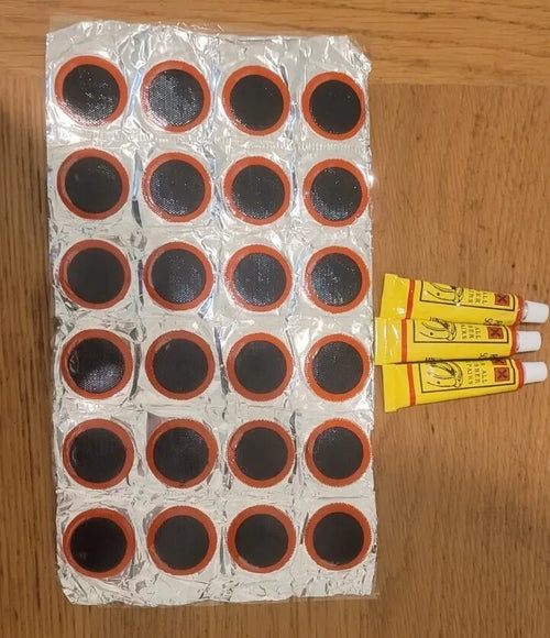 24PCS PUNCTURE PATCHES BICYCLE BIKE TIRE TYRE TUBE REPAIR PATCH 3 pcs Glue