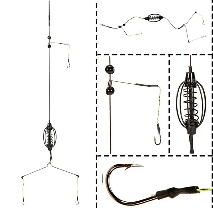 Carp Fishing Feeder FisSet/Inline Method Feeder Tacklehing Baits Cages Hook Rig